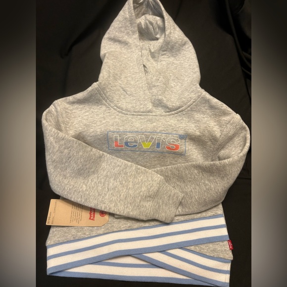 Girls 3T Levi's® Lightweight Fleece Crossover Hem Logo Hoodie-NWT - Picture 9 of 9
